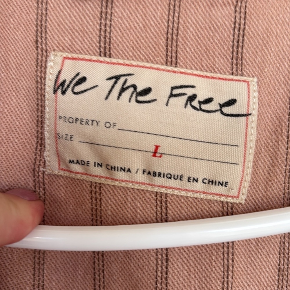 We The Free Pink Striped Oversized Boxy Single Button Linen Vest - Picture 3 of 12